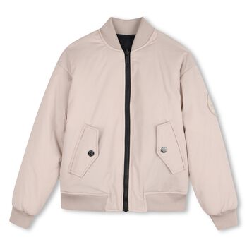 Boys Beige & Navy Blue Logo Reversible Jacket