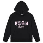 Girls Black & Pink Logo Hooded Top, 7, hi-res