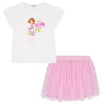 Girls Pink Tulle Skirt Set
