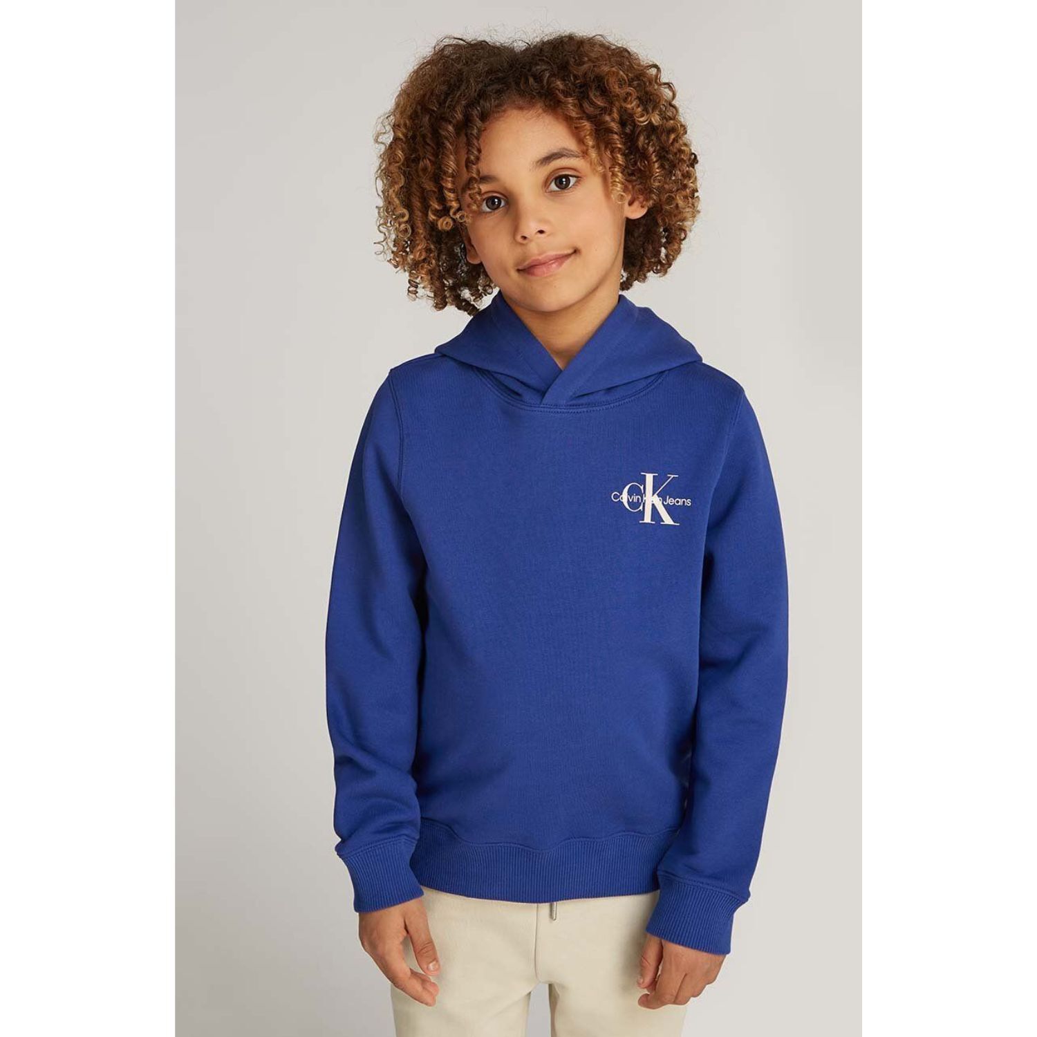 Boys Blue Logo Hooded Top, 3, hi-res