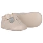 Beige Leather Pre Walker Shoes, 3, hi-res