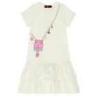 فستان بالشعار باللون العاجي , 1, hi-res