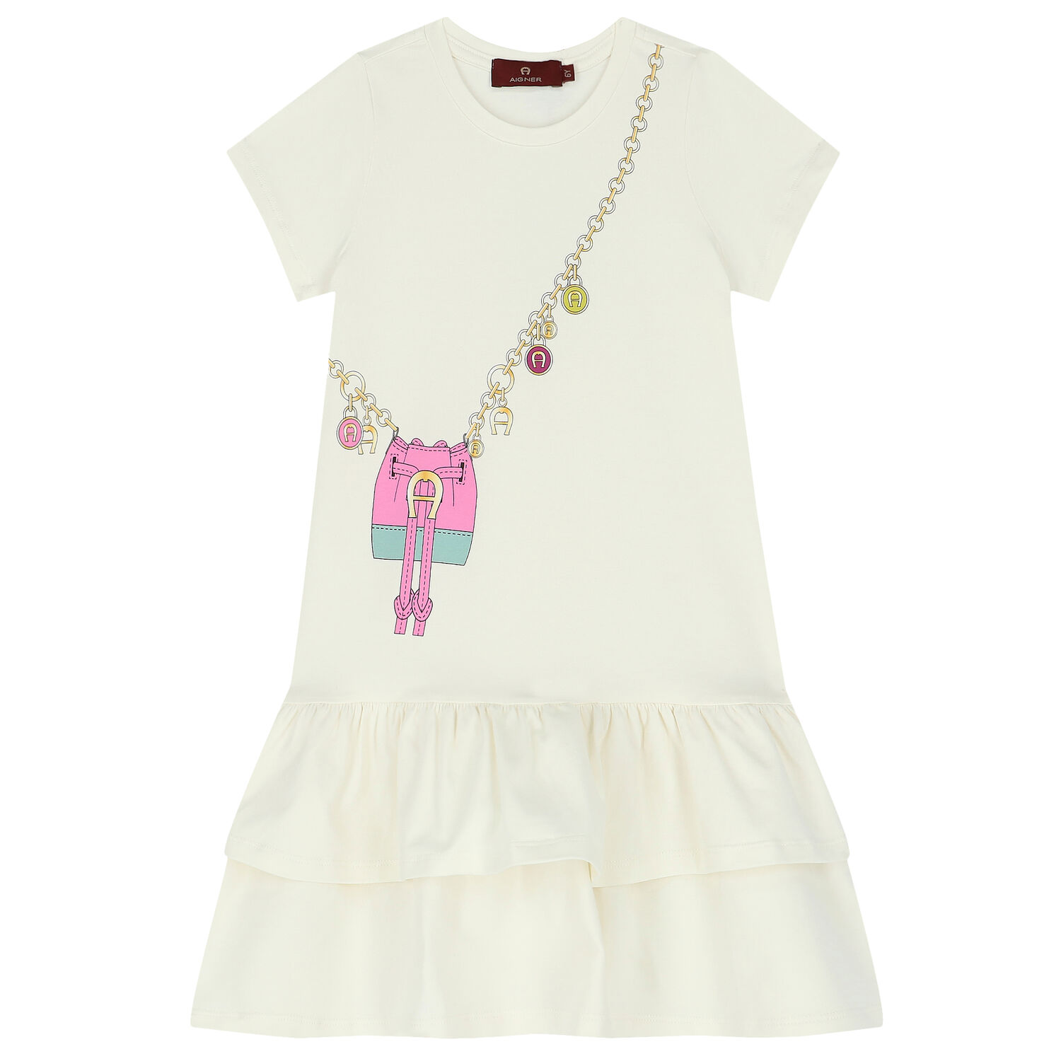 فستان بالشعار باللون العاجي , 1, hi-res image number null