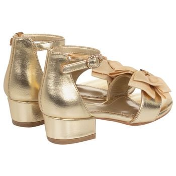 Girls Gold Bow Sandals