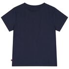 Girls Navy Blue Necklace Logo T-Shirt, 1, hi-res
