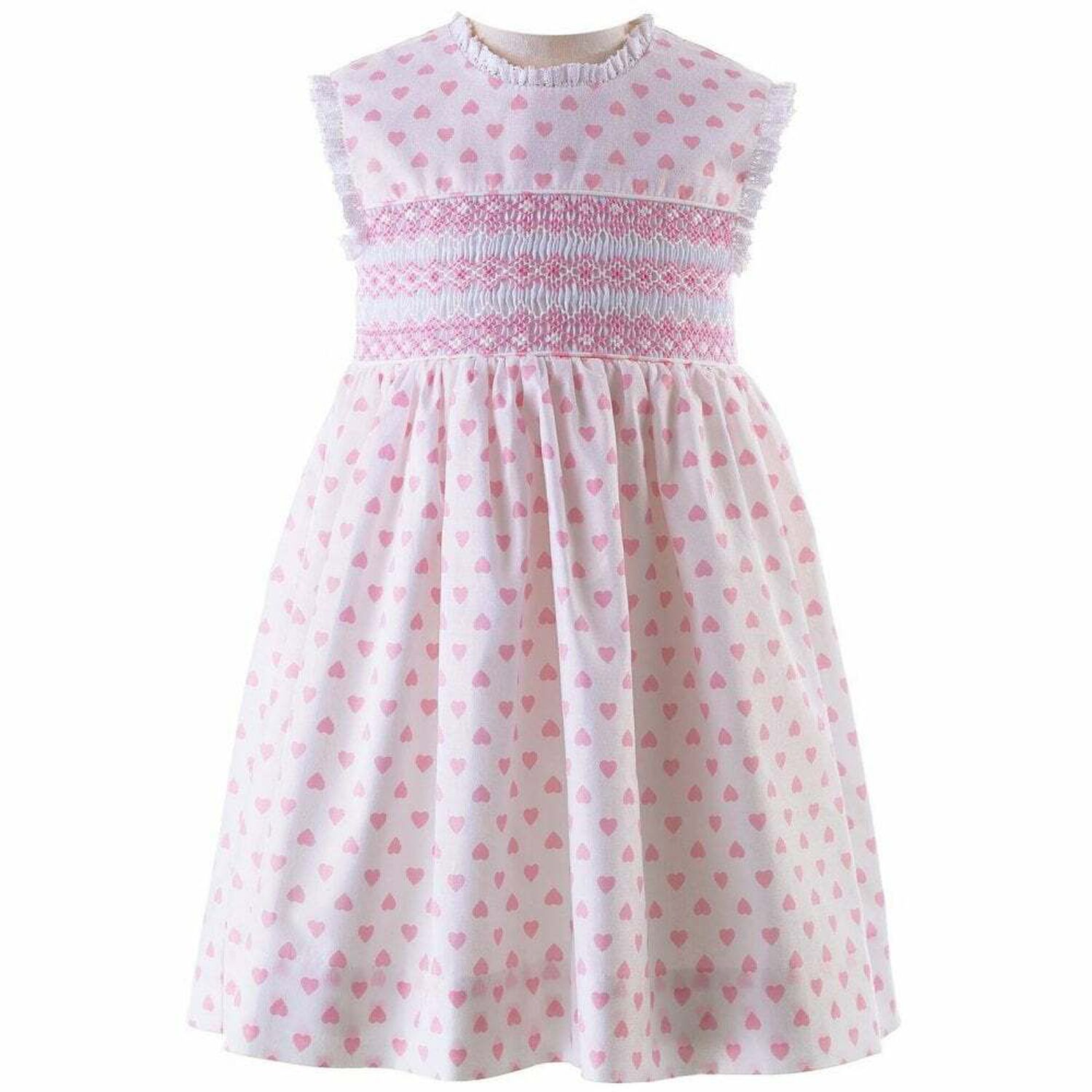 Younger Girls Ivory & Pink Heart Dress Set, 1, hi-res