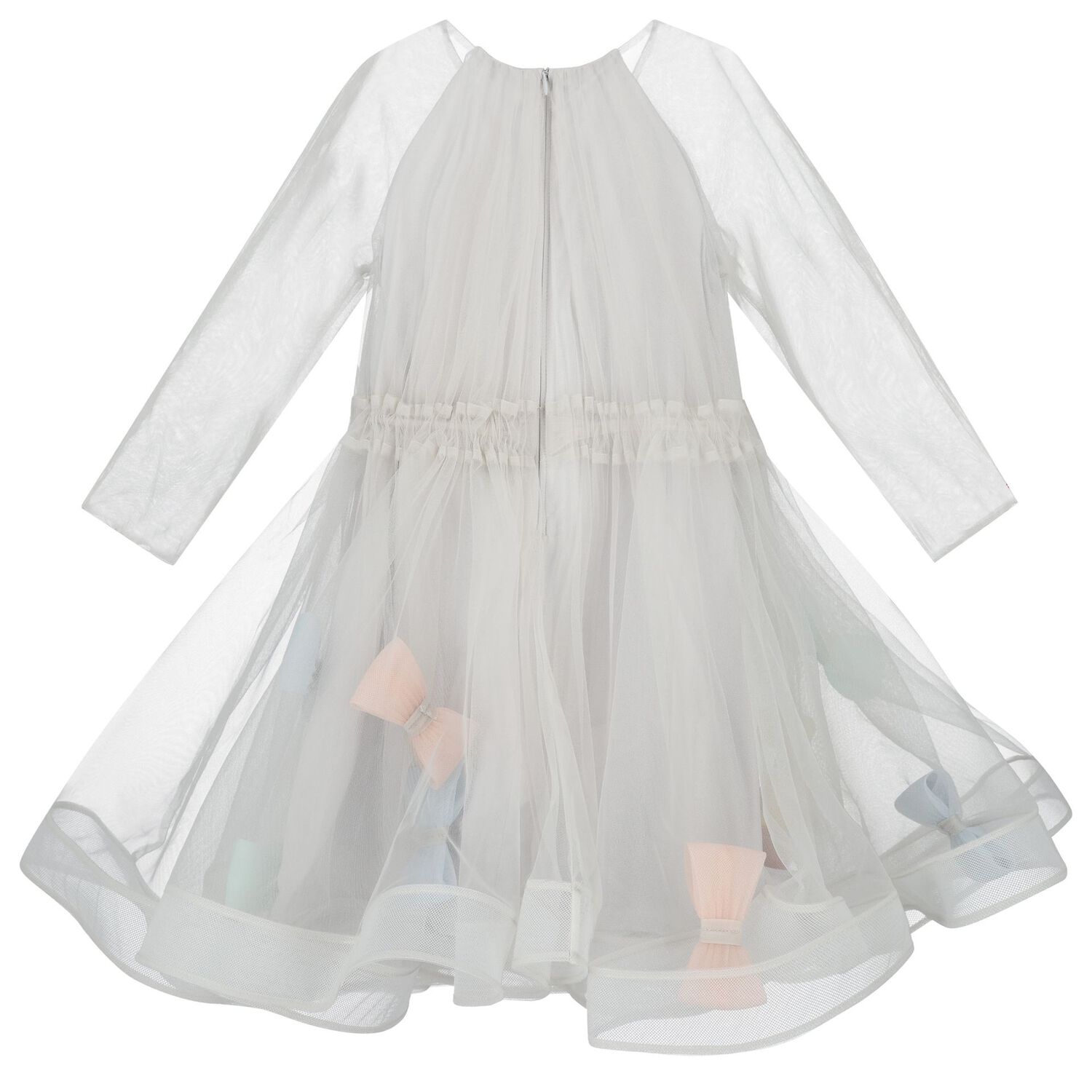 Girls Grey & Blue Bow Dress, 1, hi-res image number null