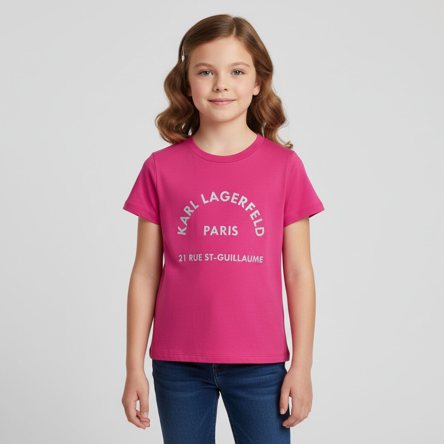 Girls Pink & Gold Logo T-Shirt, 3, hi-res image number null