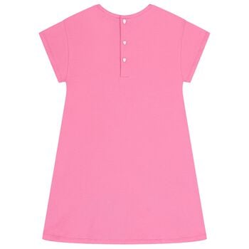 فستان للبنات مزين بالزهور باللون الوردي