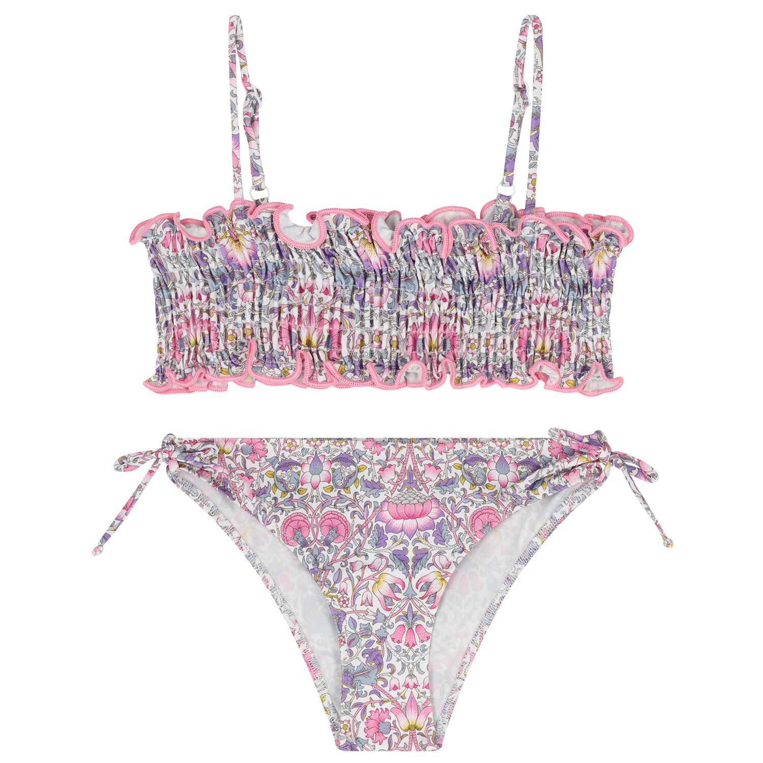 Girls Purple & Pink Floral Bikini, 1, hi-res