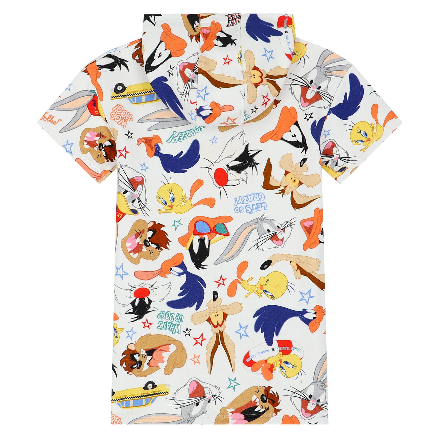 فستان بنات برسومات لوني تونز باللون الابيض , 1, hi-res