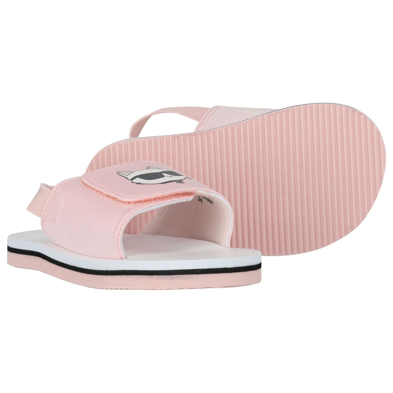 Girls Pink & White Ikonik Choupette Sandals, 2, hi-res image number null