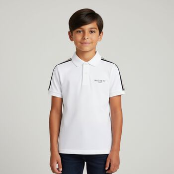 Boys White Logo Polo Shirt