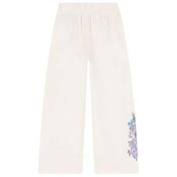 Girls Ivory Floral Logo Joggers