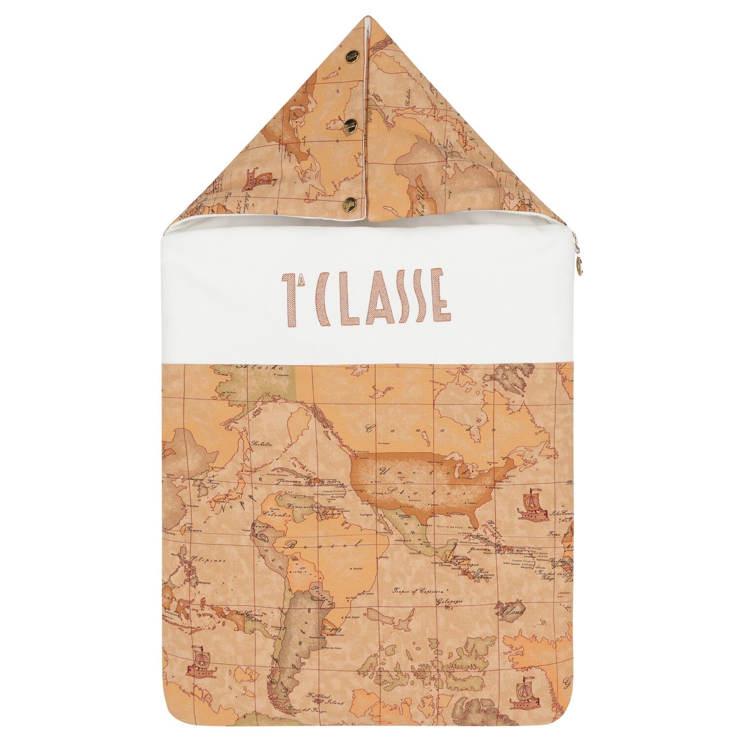 عش أطفال بشعار خريطة جغرافية باللونين الأبيض والبيج, 1, hi-res