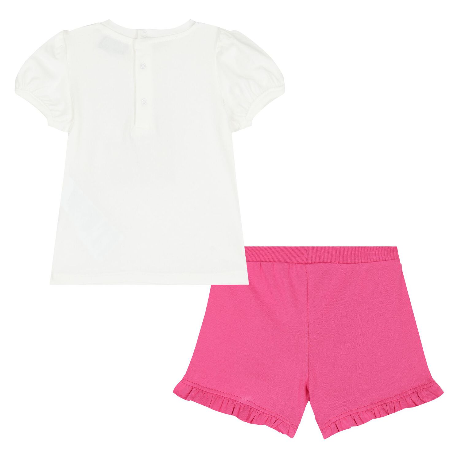 Younger Girls Ivory & Pink Teddy Bear Logo Shorts Set, 2, hi-res