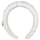 Girls White Sequin Flower Headband, 1, hi-res