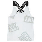 توب بالشعار باللون الأبيض للبنات, 1, hi-res