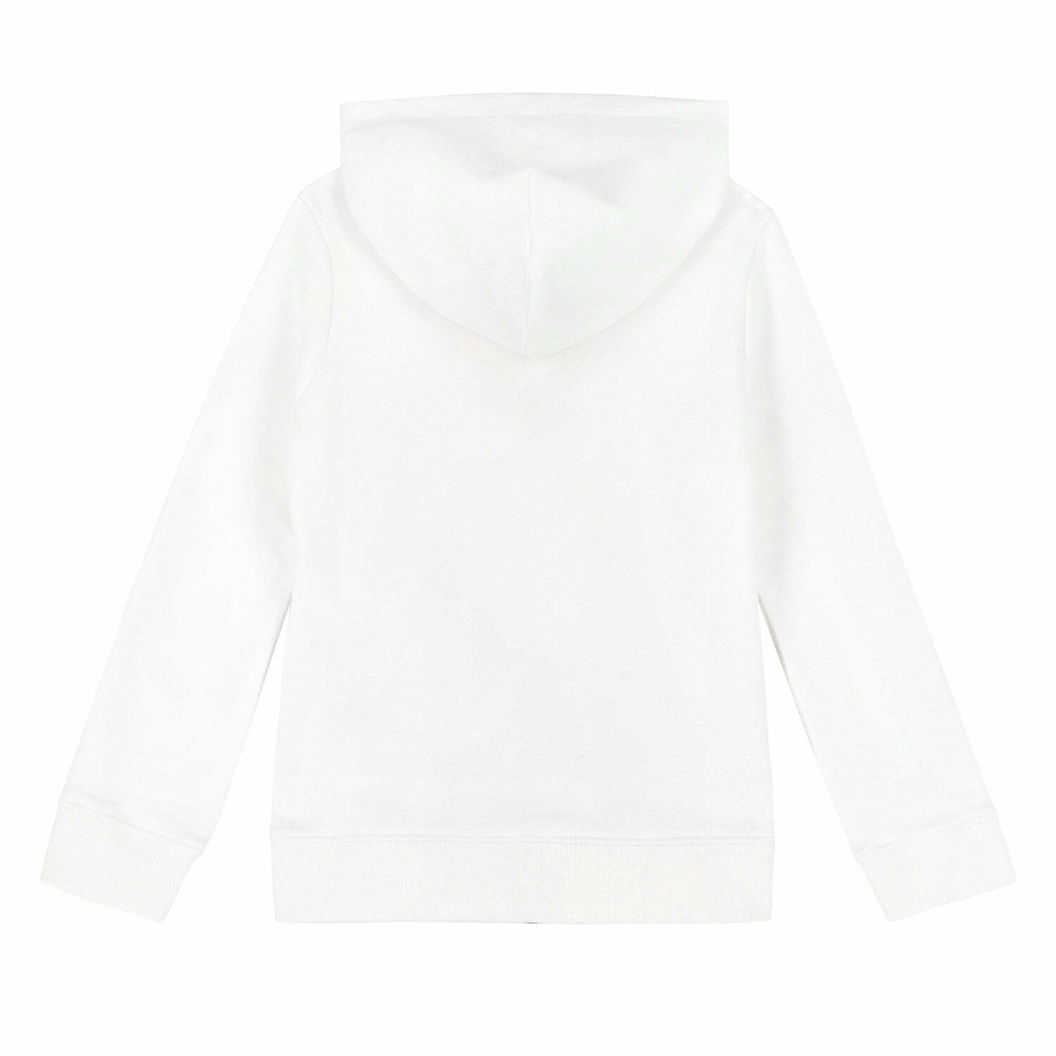 Boys White Logo Zip Up Hooded Top, 1, hi-res