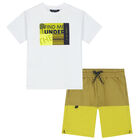 Boys White & Yellow Shorts Set, 1, hi-res