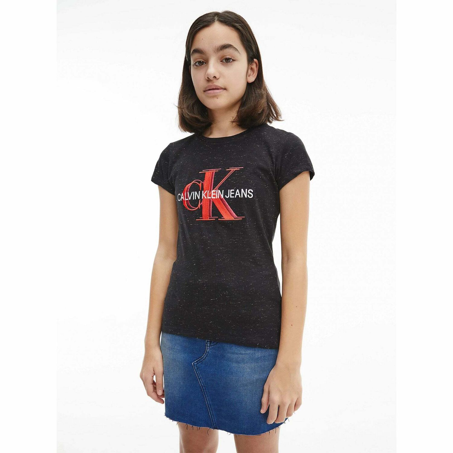 تيشيرت بالشعار باللون الاسود للبنات, 2, hi-res image number null