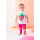 طقم ليجينز بنات بطبعه الفراوله باللون الابيض والوردى, 1, hi-res