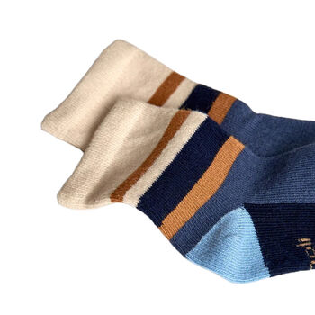 Boys Navy Blue & Beige Socks ( 3-Pack )
