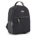 Black Faux Leather Backpack, 1, hi-res