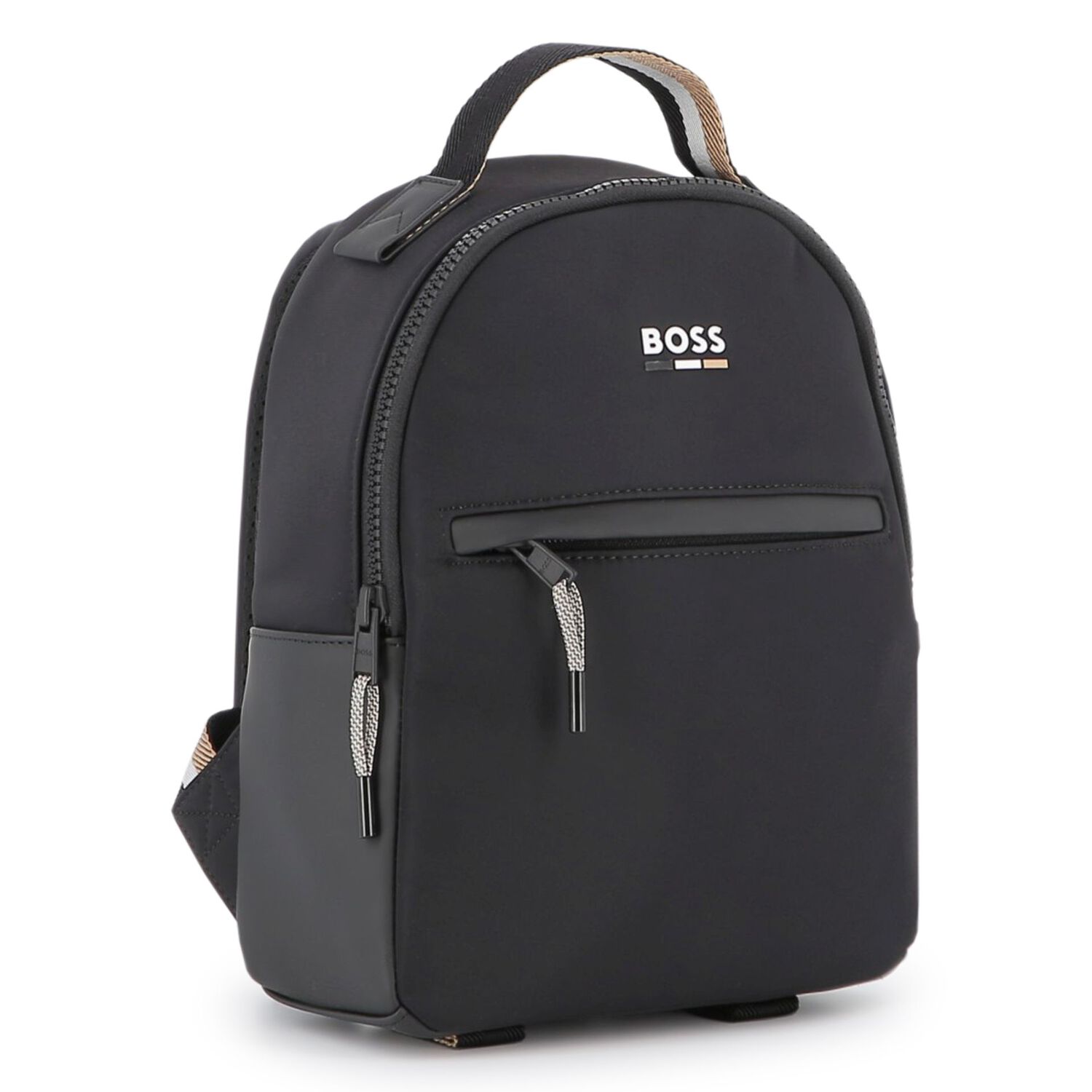 Black Faux Leather Backpack, 1, hi-res