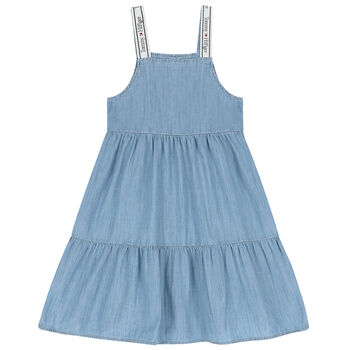 Girls Blue Logo Denim Dress