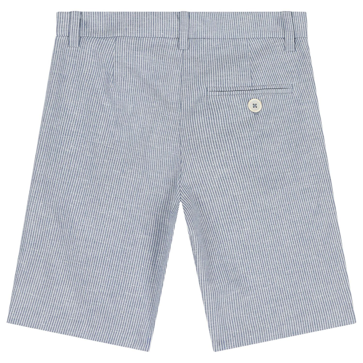شورت  للأولاد مخطط باللون الأزرق والأبيض , 2, hi-res