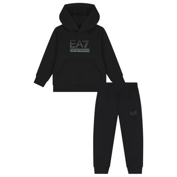 Boys Black Logo Tracksuit
