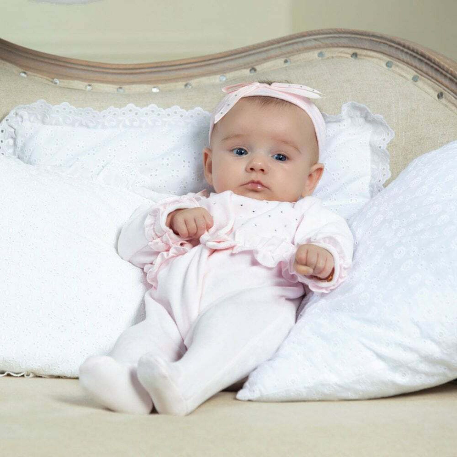 Baby Girls Pink Embellished Babygrow, 1, hi-res image number null