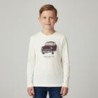 Boys Ivory Vintage Car Logo Long Sleeve Top, 2, hi-res