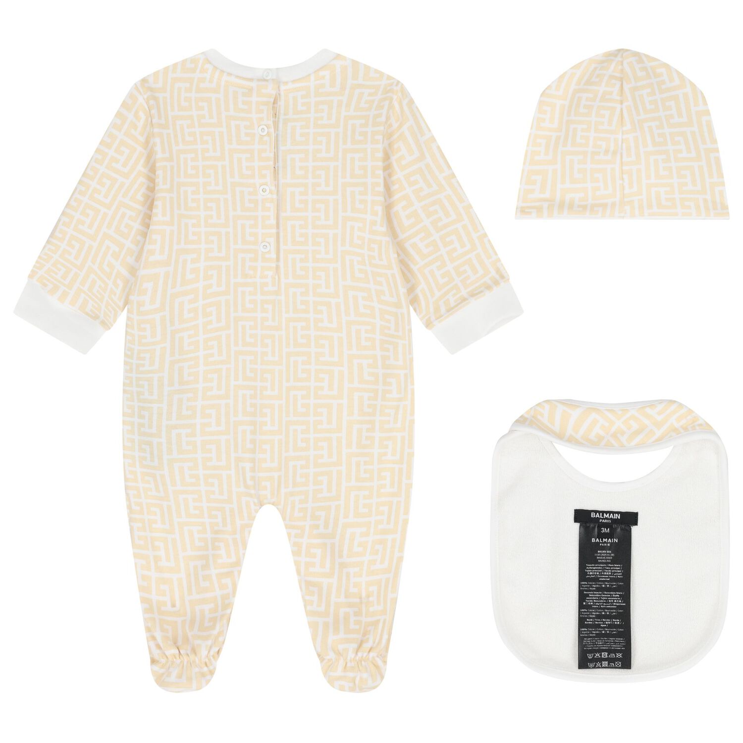 White & Gold Logo Babygrow Gift Set, 1, hi-res