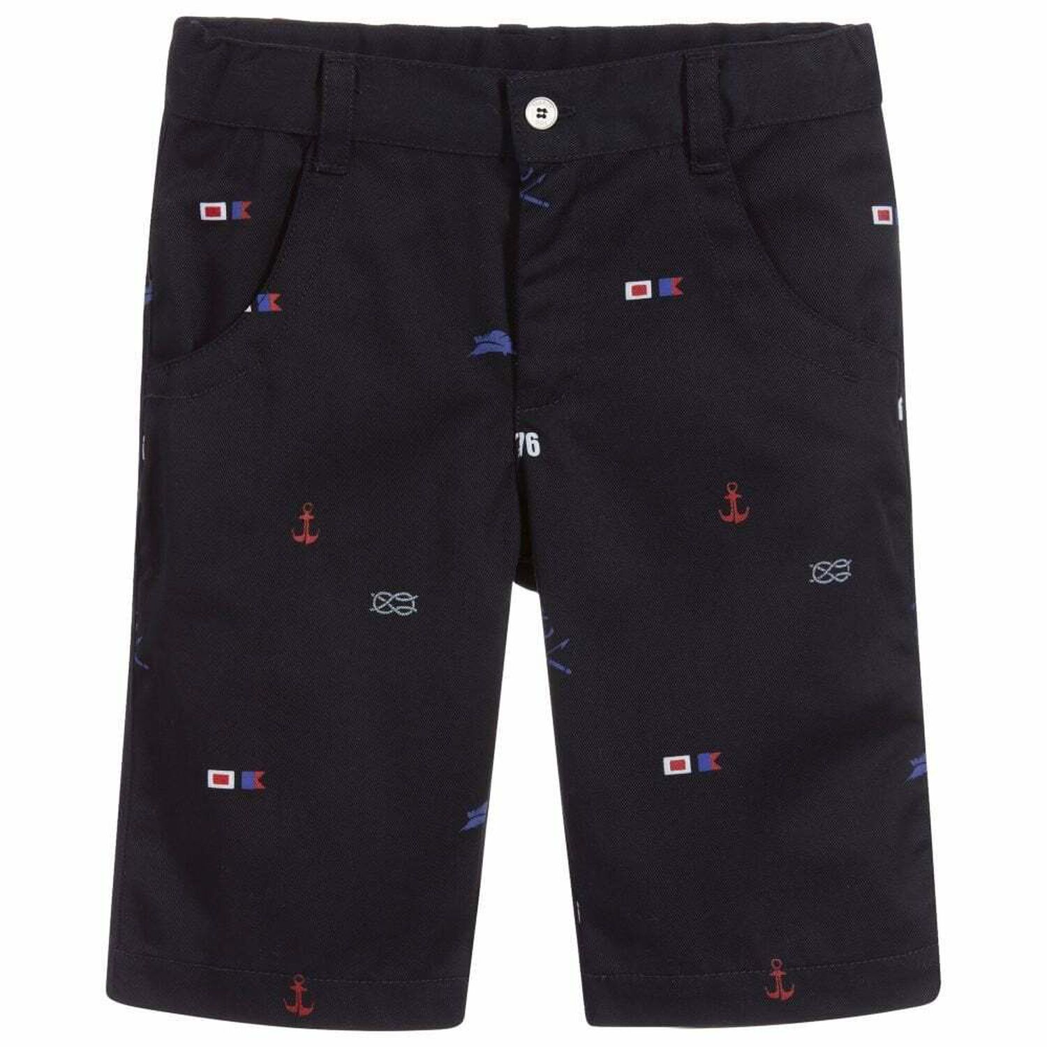 Boys Navy Blue Bermuda Shorts, 1, hi-res image number null