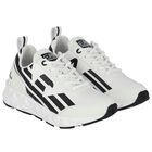 White & Black Logo Trainers, 1, hi-res