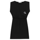 Girls Black Logo Dress, 2, hi-res