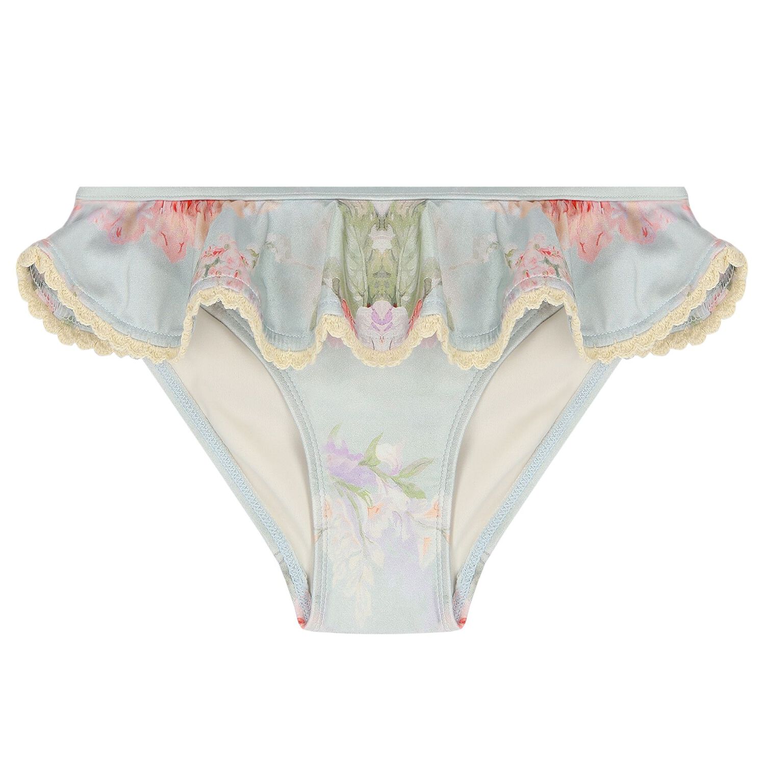 مايوه بنات بيكيني بطبعة الزهور باللون الأزرق, 1, hi-res