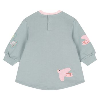 Younger Girls Green Birds Dress