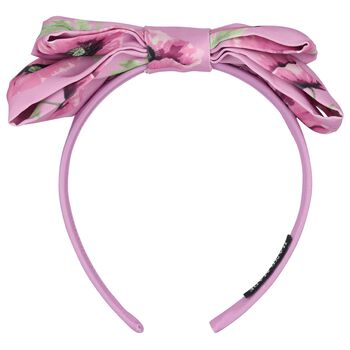 Girls Pink Floral Bow Headband