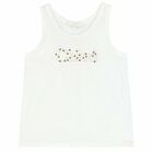 Girls White Sequin Logo Top, 1, hi-res