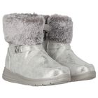 Girls Silver Logo Faux fur Boots, 1, hi-res