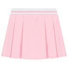 Girls Pink Logo Pleated Skirt, 1, hi-res