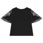 تي شيرت باللون أسود بشعار للبنات, 1, hi-res