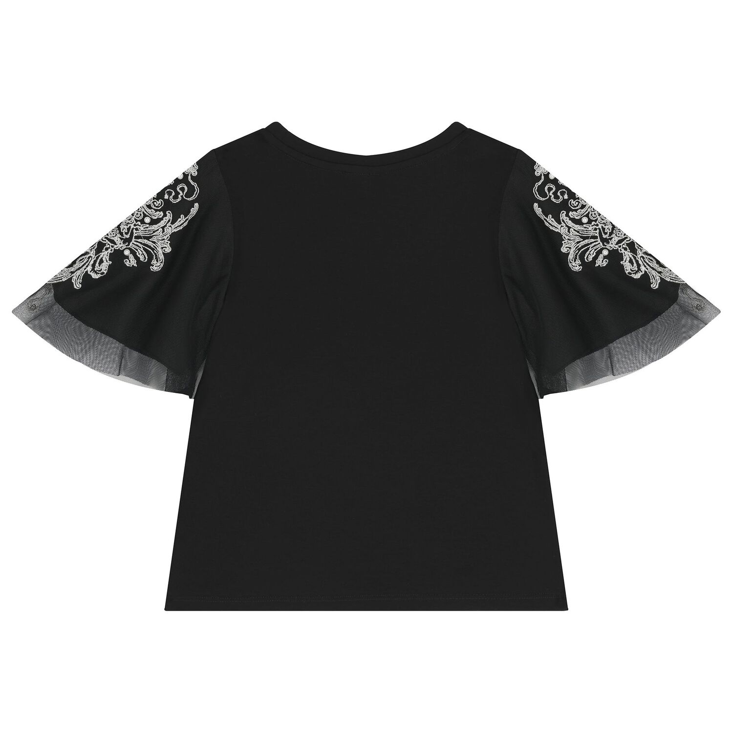 تي شيرت باللون أسود بشعار للبنات, 1, hi-res