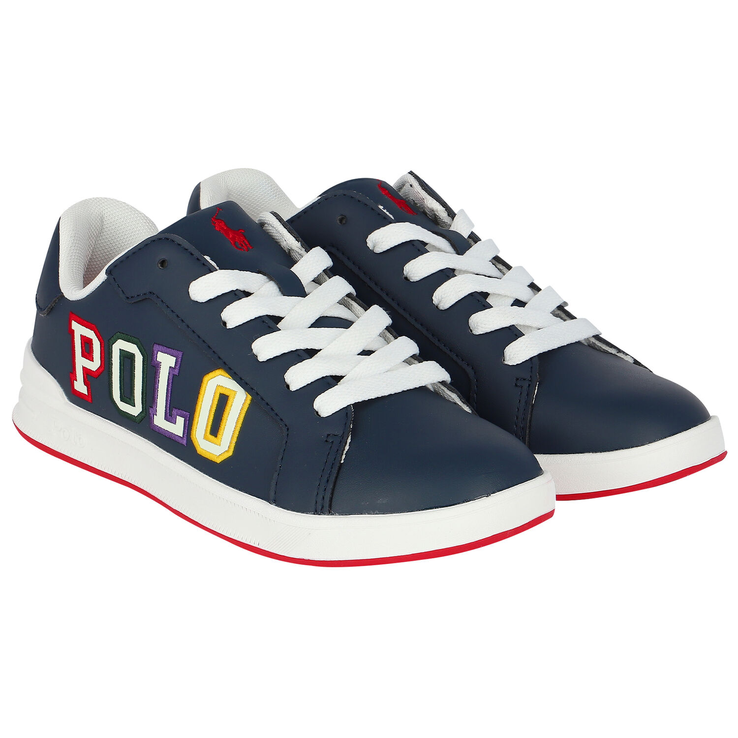 Boys Navy Blue Logo Trainers, 2, hi-res image number null