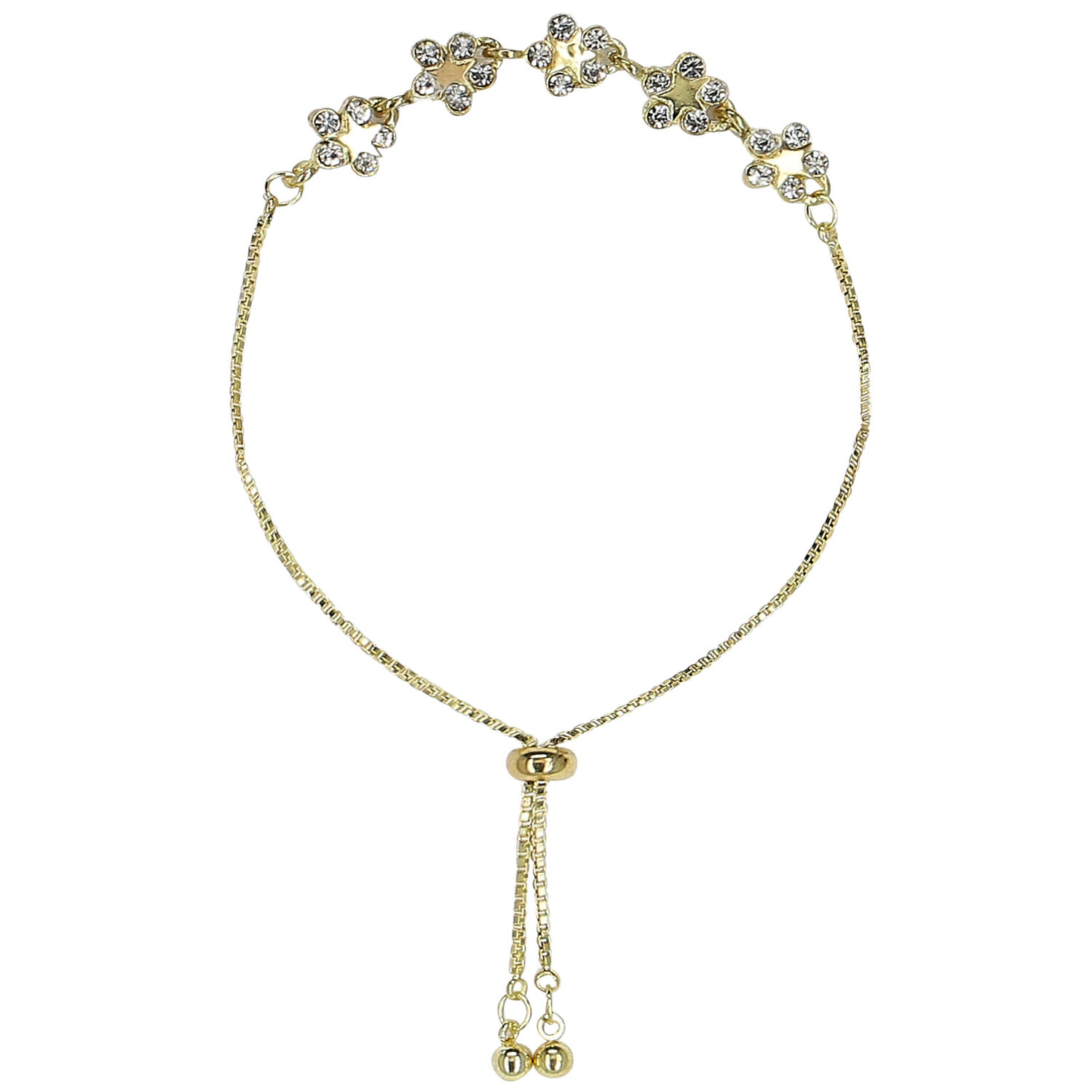 Girls Gold Crystal Flowers Bracelet, 1, hi-res image number null