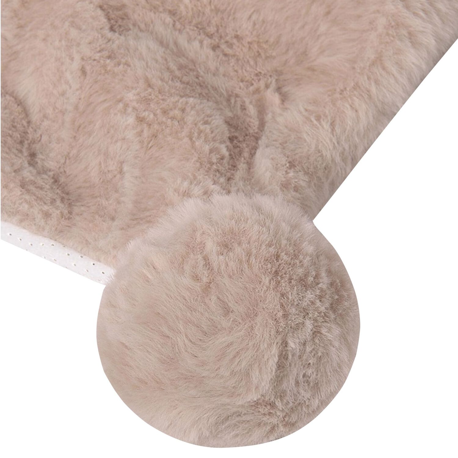 Beige Faux Fur & Pom-Pom Baby Blanket, 1, hi-res