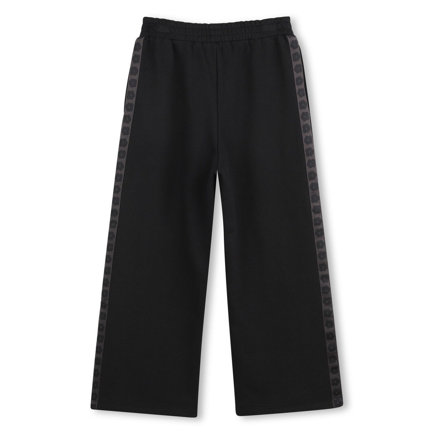 Girls Black Boke Flower Logo Trousers, 1, hi-res
